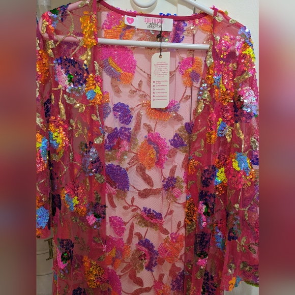 NWT SOUTHERN FRIED CHIKS SEQUIN DUSTER - Picture 9 of 14